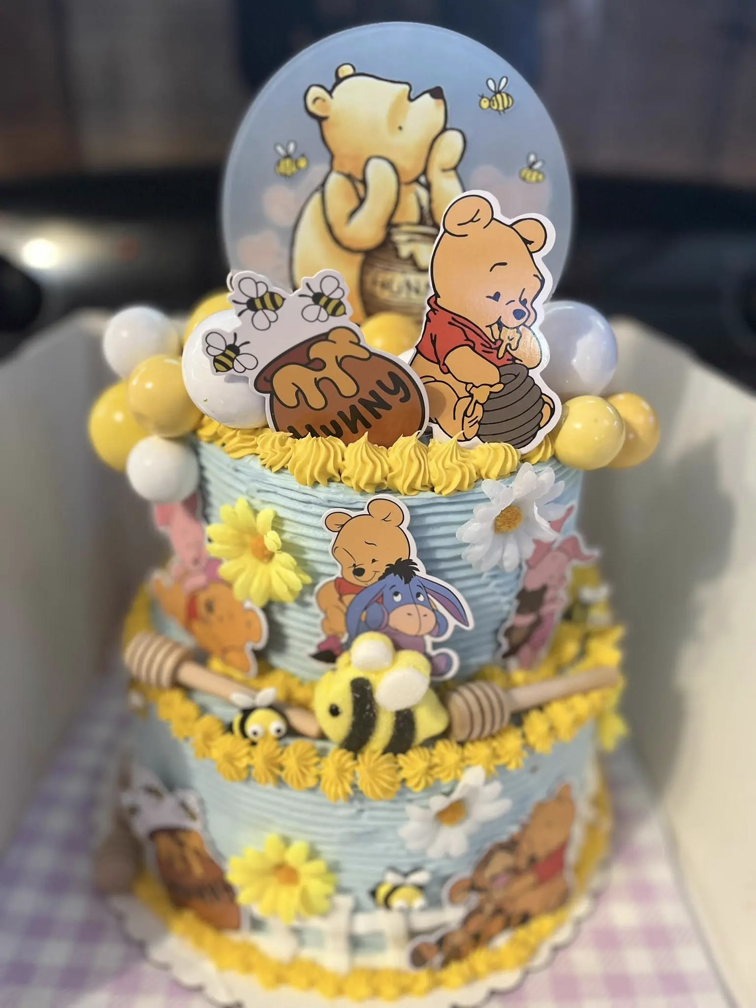 Winnie the Pooh themed multi-tier custom cake by Christy's Cakes Whiteville NC
